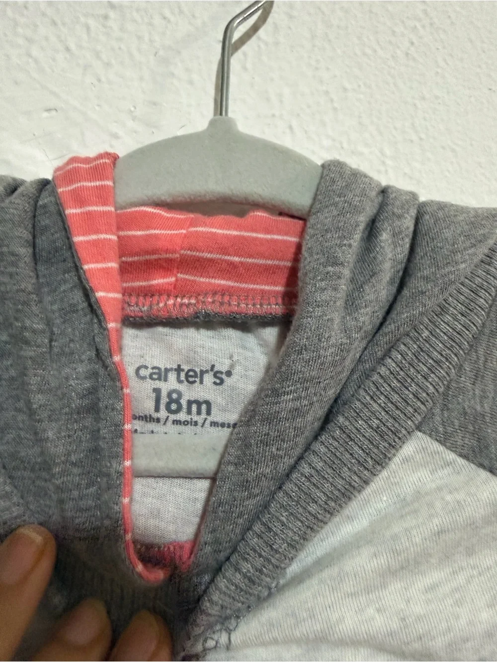 Carter's Light Gray & Dark Gray Hooded Short-Sleeve Romper